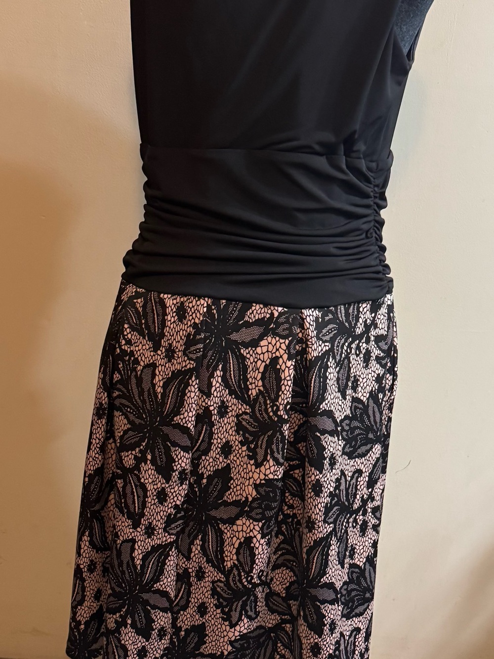 Enfocus Studio Black Tankini Top with Pink & Black Floral Swim Skirt
